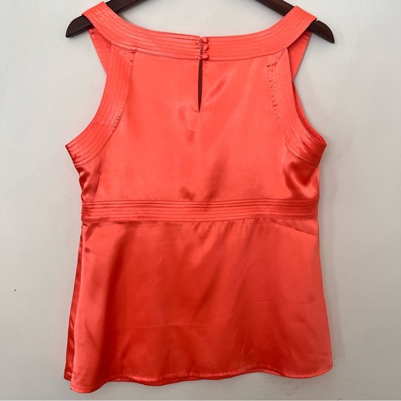 Cache Peach Coral Satin Sleeveless Blouse Womens L Top Casual Party Formal - Picture 6 of 7